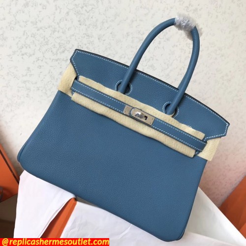 Replica Hermes Blue Jean Clemence Birkin 25cm Handmade Bags