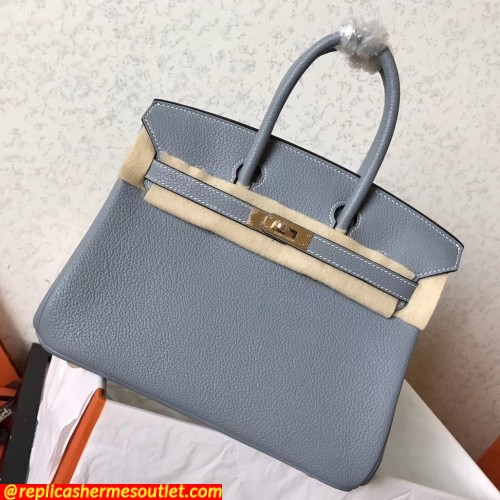 Replica Hermes Blue Lin Clemence Birkin 25cm Handmade Bags