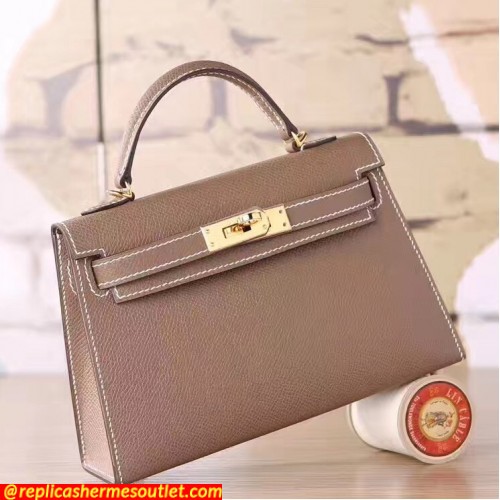 Replica Hermes Etoupe Epsom Kelly Mini II 20cm Handmade Bags