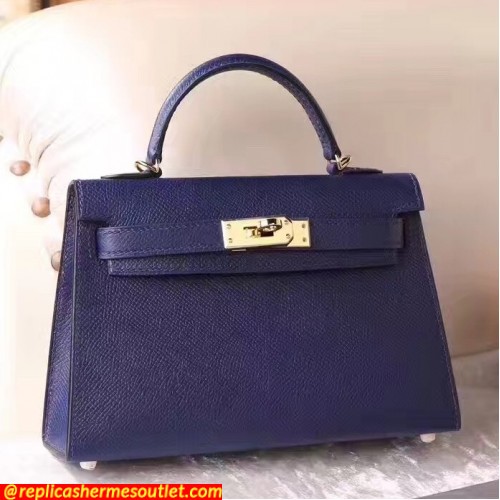 Replica Hermes Sapphire Epsom Kelly Mini II 20cm Handmade Bags