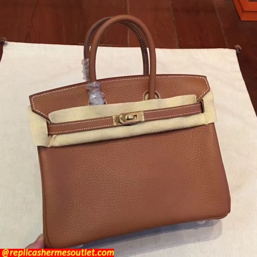 Replica Hermes Brown Clemence Birkin 25cm Handmade Bags