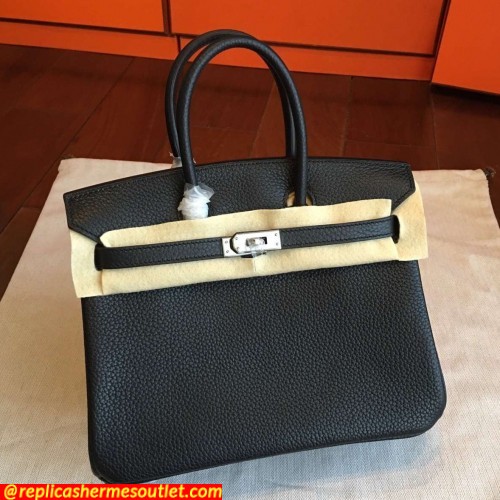 Replica Hermes Black Clemence Birkin 25cm Handmade Bags