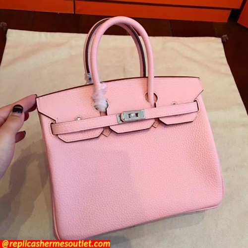 Replica Hermes Pink Clemence Birkin 25cm Handmade Bags