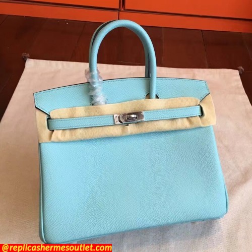 Replica Hermes Blue Atoll Epsom Birkin 25cm Handmade Bags