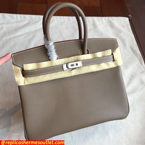 Replica Hermes Etoupe Epsom Birkin 25cm Handmade Bags