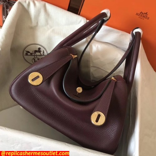 Replica Hermes Bordeaux Lindy 26cm Clemence Handmade Bags