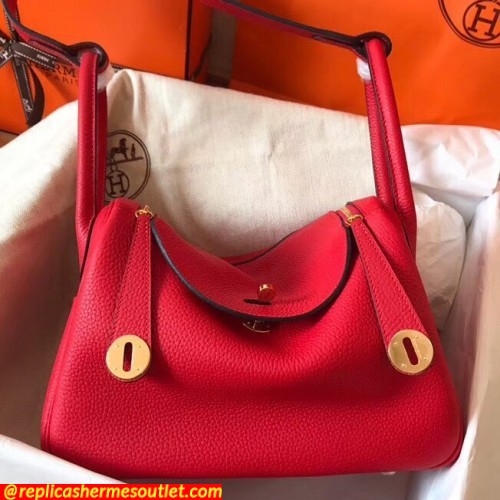 Replica Hermes Red Lindy 26cm Clemence Handmade Bags