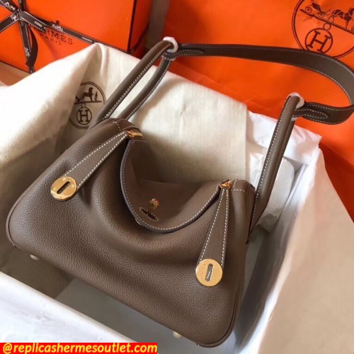 Replica Hermes Taupe Lindy 26cm Clemence Handmade Bags