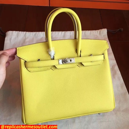 Replica Hermes Soufre Epsom Birkin 25cm Handmade Bags