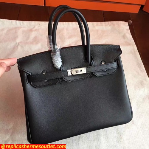 Replica Hermes Black Swift Birkin 25cm Handmade Bags