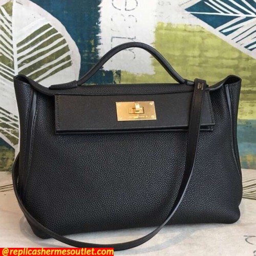 Replica Hermes 24/24 29 Bags In Black Clemence Calfskin