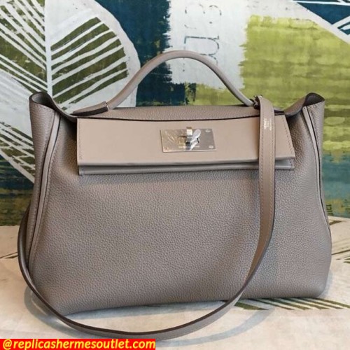 Replica Hermes 24/24 29 Bags In Gris Asphalt Clemence Calfskin