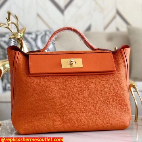 Replica Hermes 24/24 29 Bags In Orange Clemence Calfskin