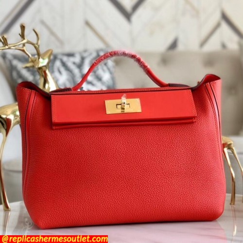 Replica Hermes 24/24 29 Bags In Red Clemence Calfskin