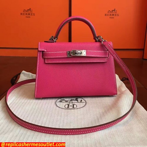 Replica Hermes Rose Red Epsom Kelly Mini II 20cm Handmade Bags