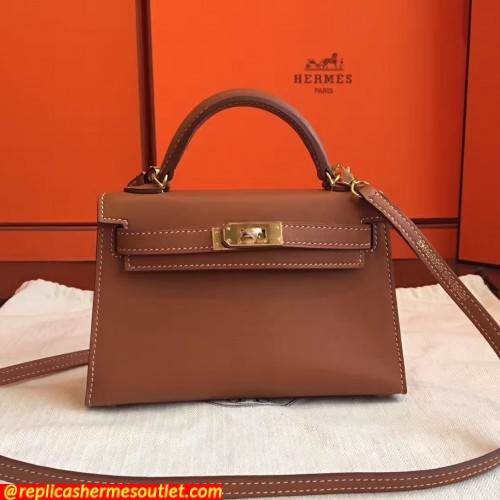 Replica Hermes Gold Swift Kelly Mini II 20cm Handmade Bags