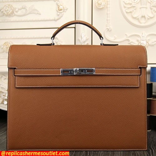 Replica Hermes Brown Kelly Depeche 38cm Briefcase Bags