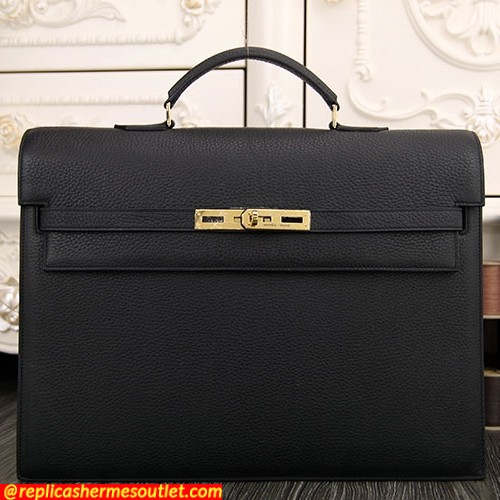 Replica Hermes Black Kelly Depeche 38cm Briefcase Bags