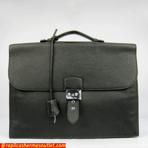 Replica Hermes Black Sac A Depeches 38cm Briefcase Bags