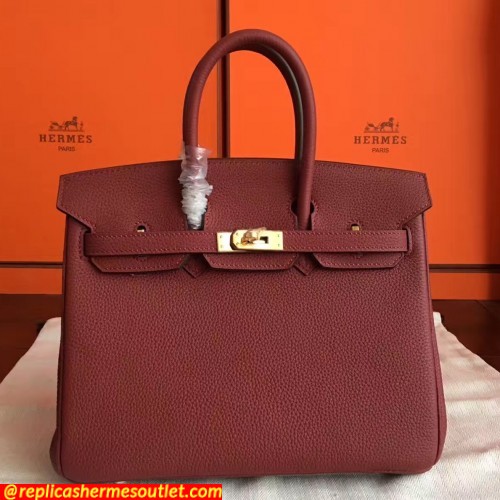 Replica Hermes Bordeaux Clemence Birkin 25cm Handmade Bags